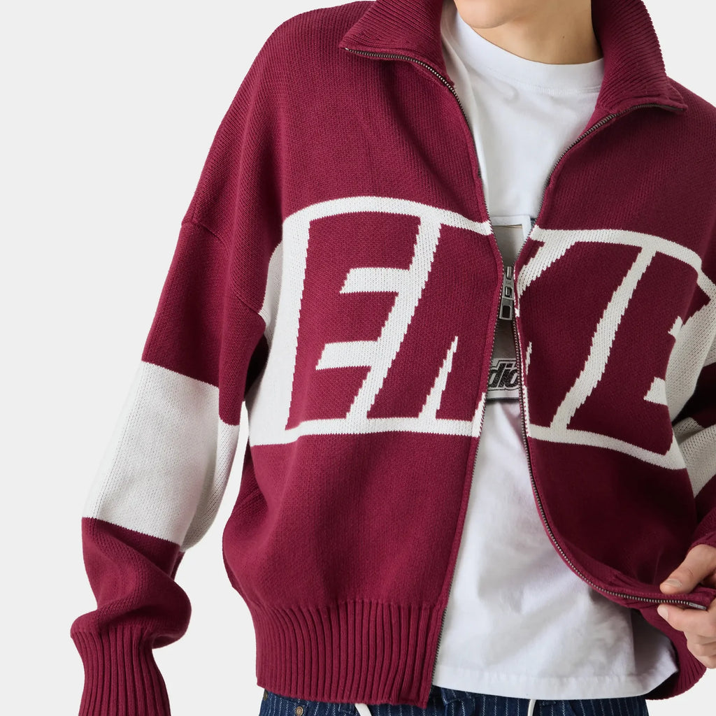 Thrill Burgundy Zipper Knit