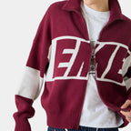 Thrill Burgundy Zipper Knit