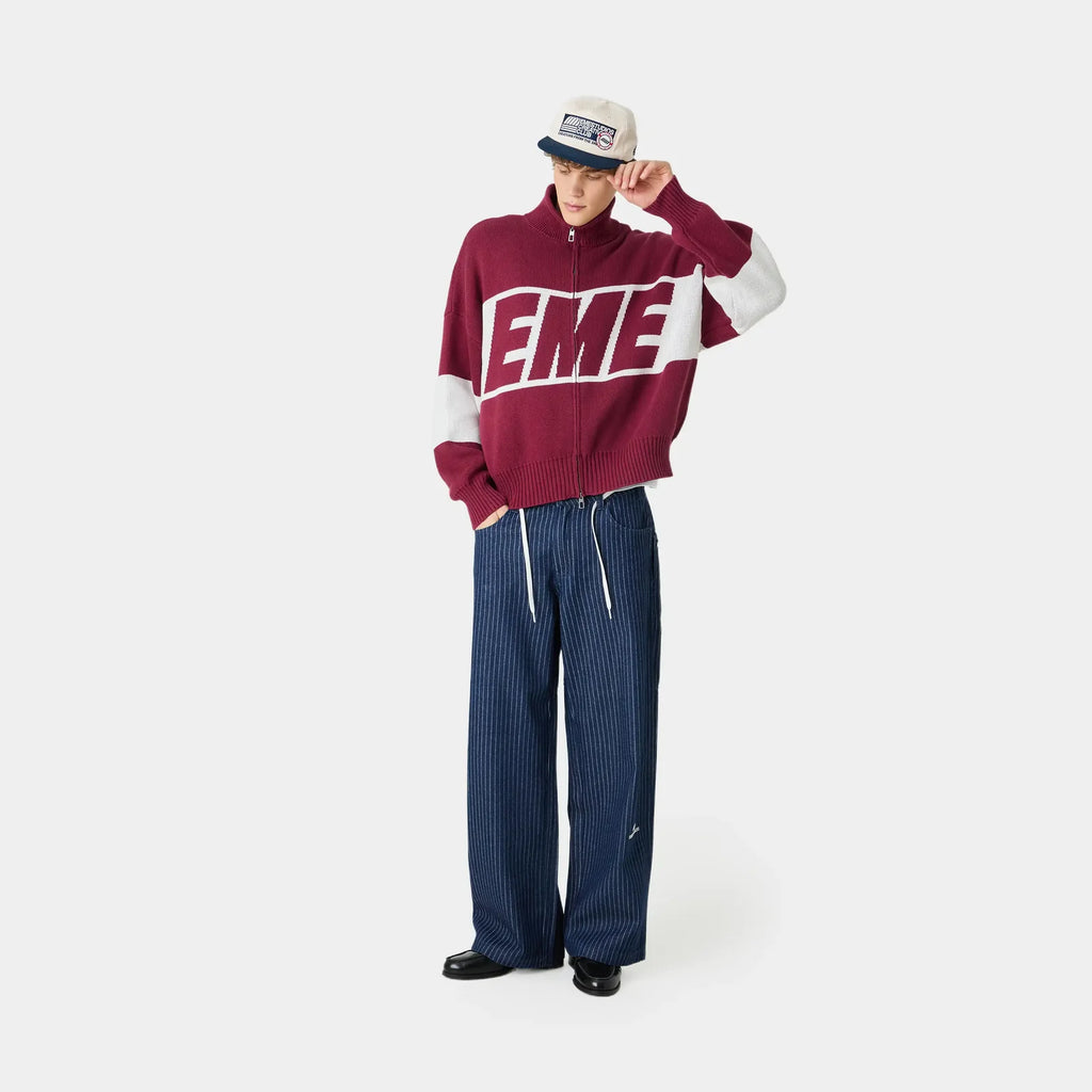 Thrill Burgundy Zipper Knit