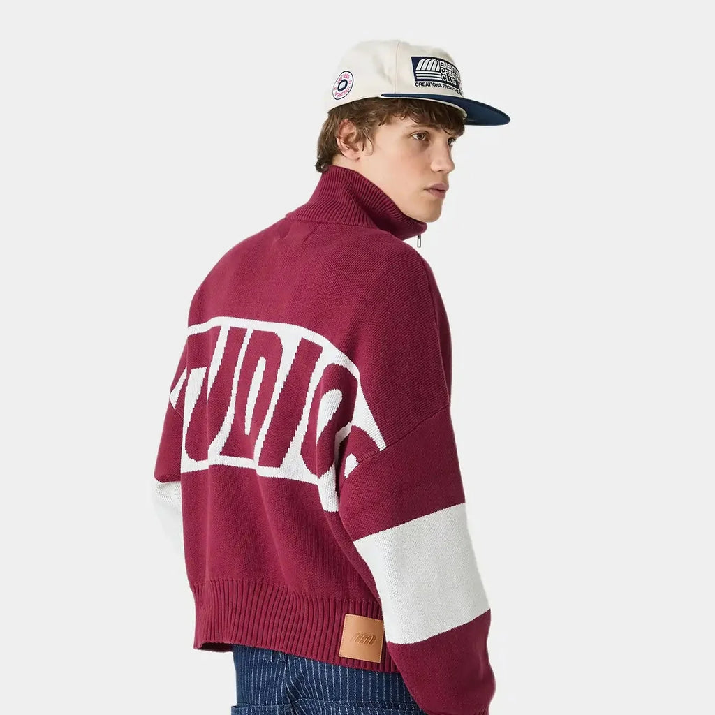 Thrill Burgundy Zipper Knit