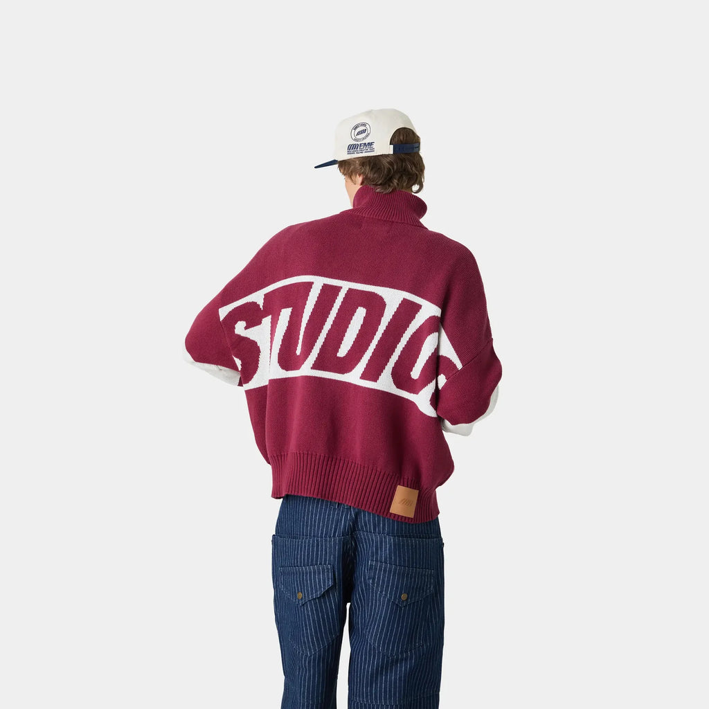 Thrill Burgundy Zipper Knit