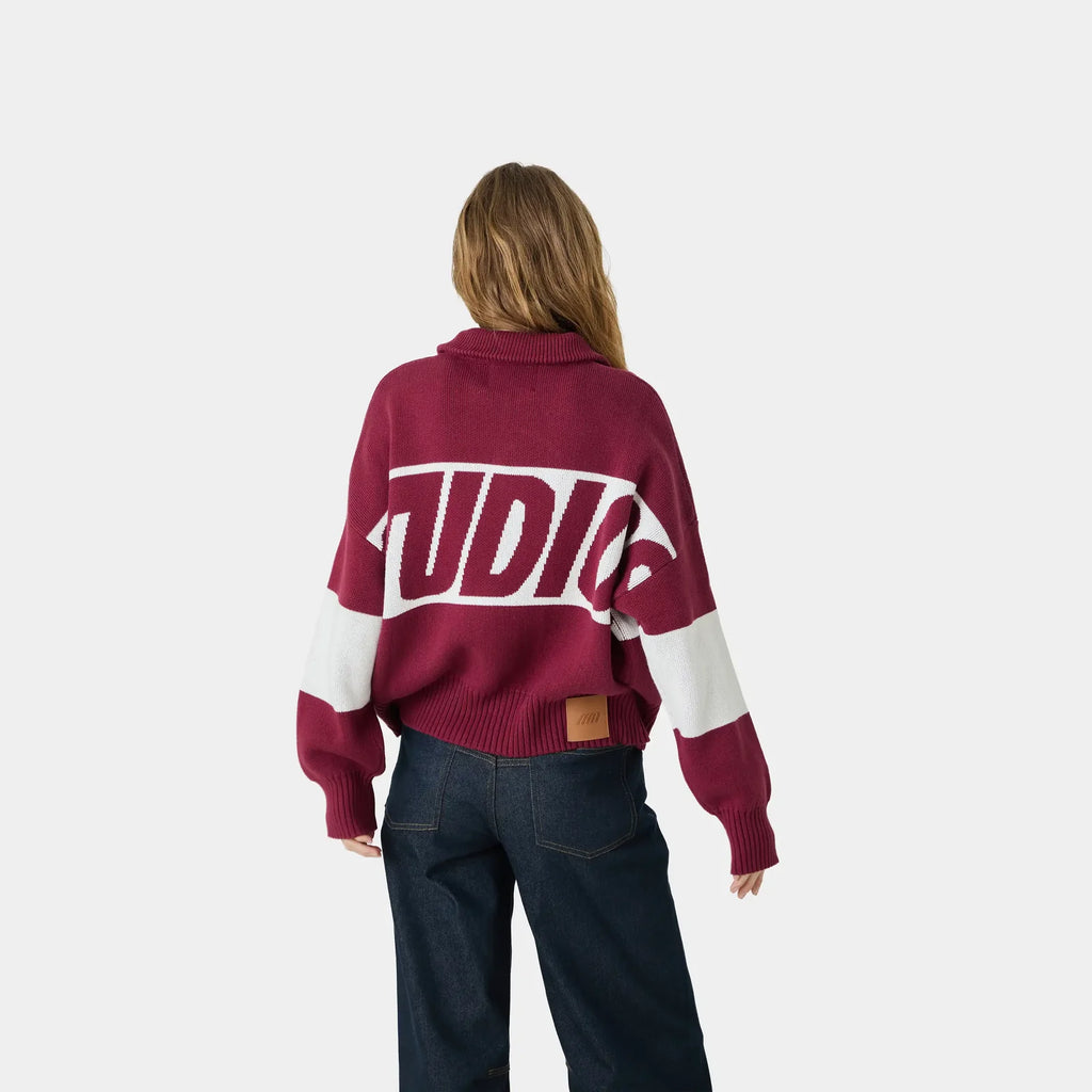 Thrill Burgundy Zipper Knit
